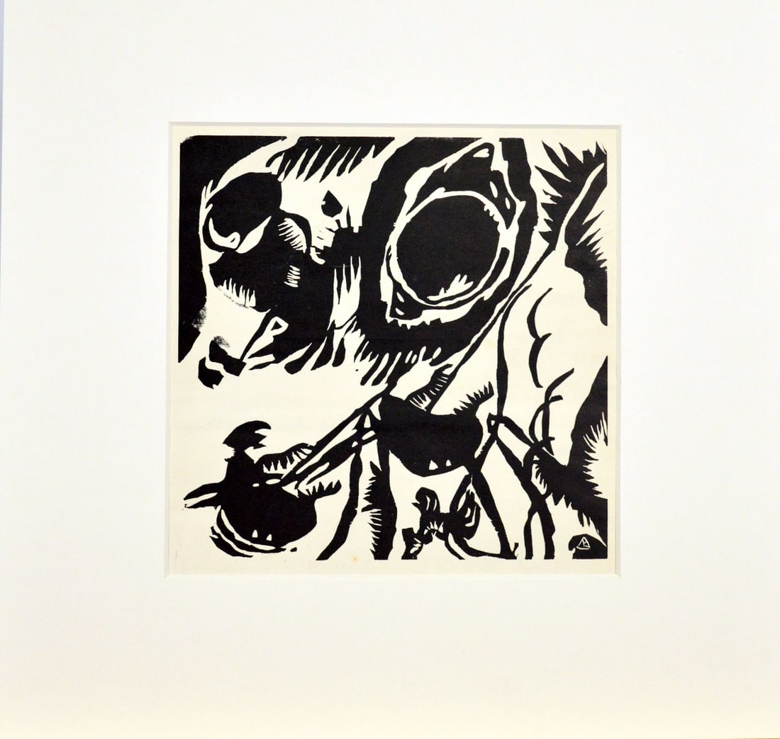 Wassily Kandinsky - DLM77-78 -1955: Rare Lithograph from DLM (Derrière le Miroir) from 1955 by Wassily Kandinsky.Cover: Original woodcuts from "KLANGE", Piper and Co.Editions Pierre à Feu A. Maeght, Publisher, ParisComes with