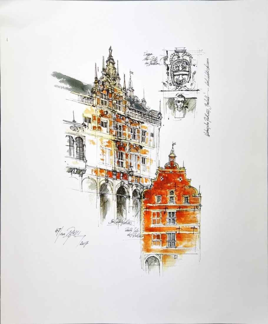 Unknown / Unreadable Artist - Silkscreen - Handsigned: Great item from a Unreadable German Artist.Comes from the collection of the municipality of The Hague, The Netherlands.