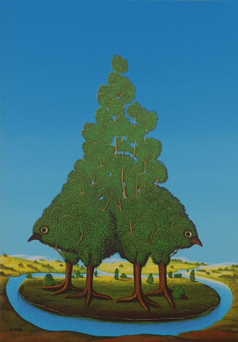 Siegbert Hahn - Baumvögel - Signed in the plate.: Siegbert Hahn (born 22 May 1937 in Wroclaw) is a German painter.Siegbert Hahn is an experienced German artist whose works can be seen in exhibitions, public and private collections nationwide. With