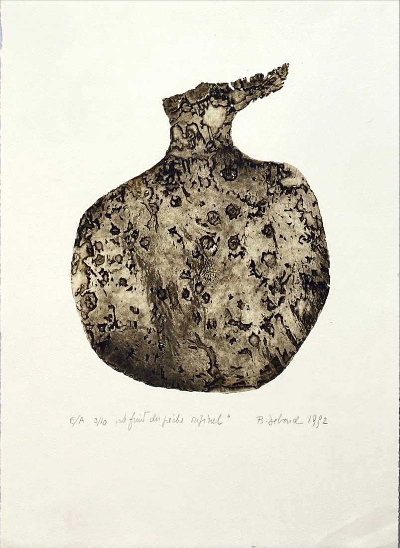 "Le fruit du péché originel" - Etching - Hand-signed: Great Etching print, probably by a Polish artist, titled "Le fruit du péché originel". Hand-signed