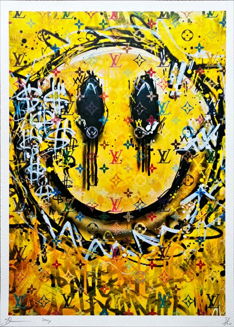 Death NYC - Louis Vuitton - Hand signed: Street Art. Death NYCHand signature by the Artist. Original certificate and golden seal included. DEATH NYC's artwork featured in galleries and streets around the world. Recently also featured in the