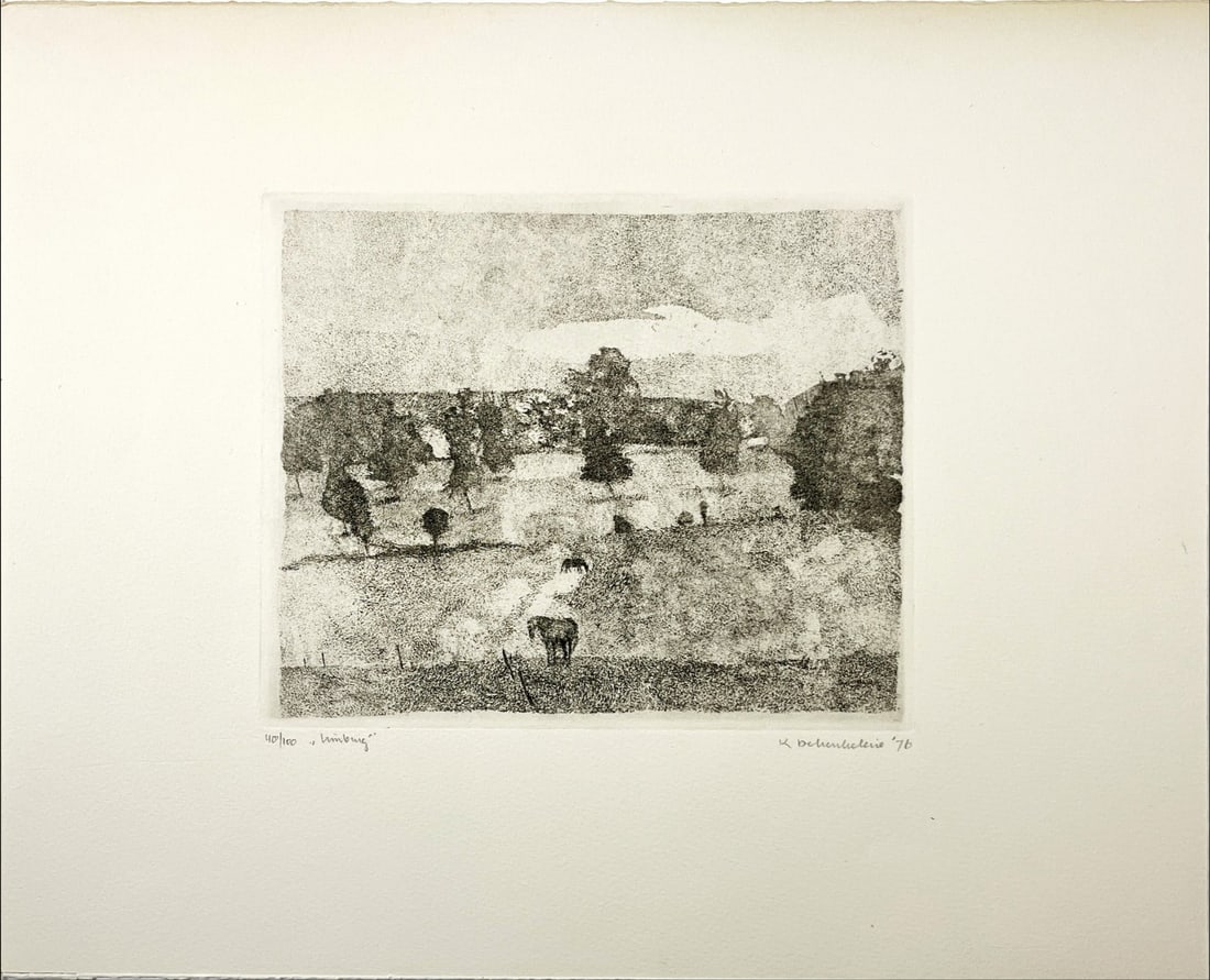 Limburg - Etching - Hand-signed: Unreadable artist. Great Etching.Comes from the collection of the municipality of The Hague, The Netherlands.