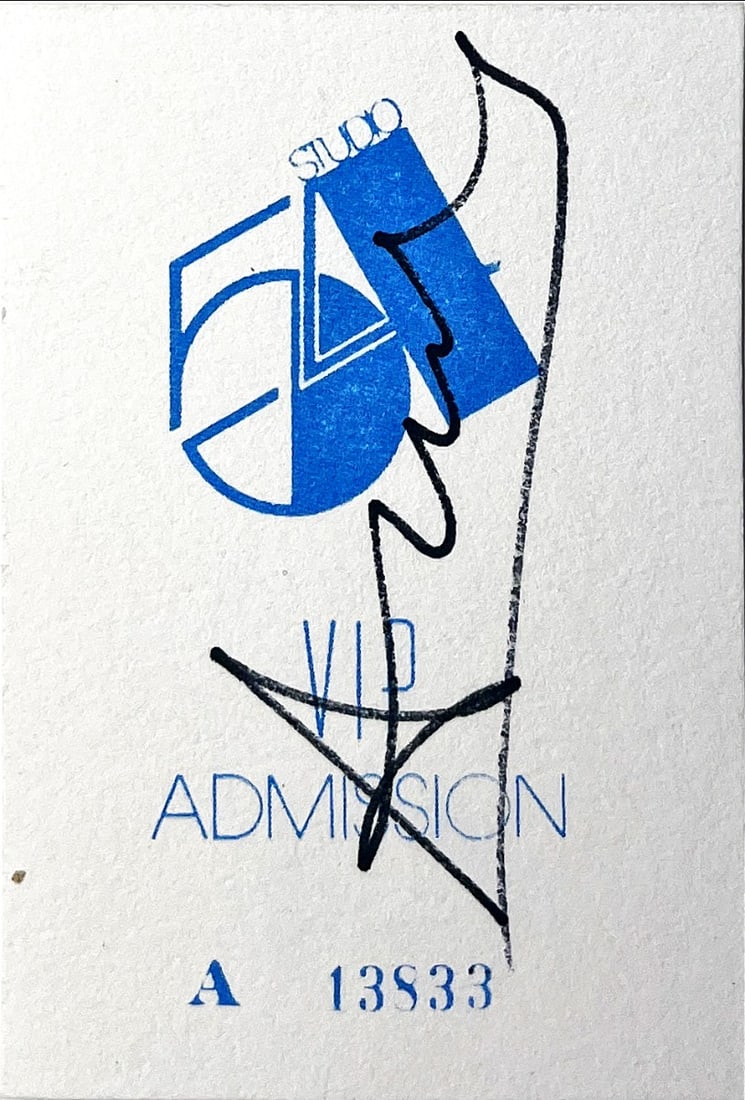 Andy Warhol - STUDIO54 Vip Admission - Hand signed: A True Memorabilia & collectibles of Andy Warhol from STUDIO54Hand signed