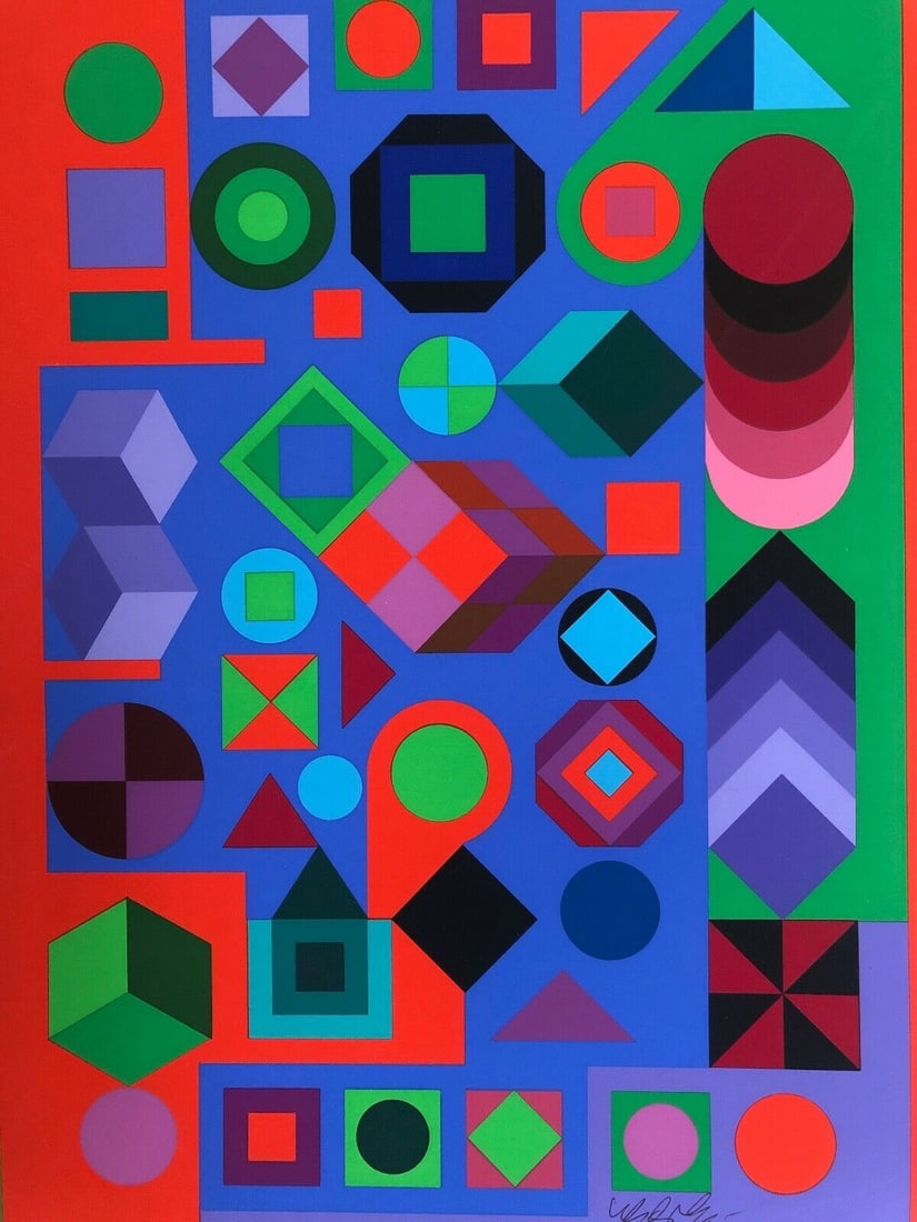 Vasarely, Victor - Hand-Signed. Lithograph.: Hand-Signed and numbered. Comes with Passe-Partout. Size Lithograph 31x23 cm.