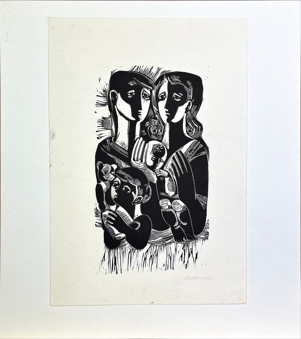 Great Woodcut - Figurative art - Hand signed: Unknow Dutch Artist.Great WoodcutHand signed