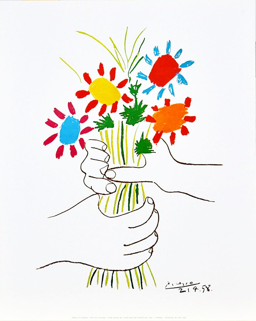 Pablo Picasso, after - Petite Fleurs: Pablo Picasso - Petite Fleurs. Signature imprimé. Offset lithography. Published by Huntington Graphics
