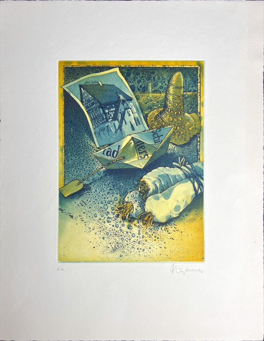 Composition - Etching - Hand-signed: Great Etching print by a German Artist.Hand signed