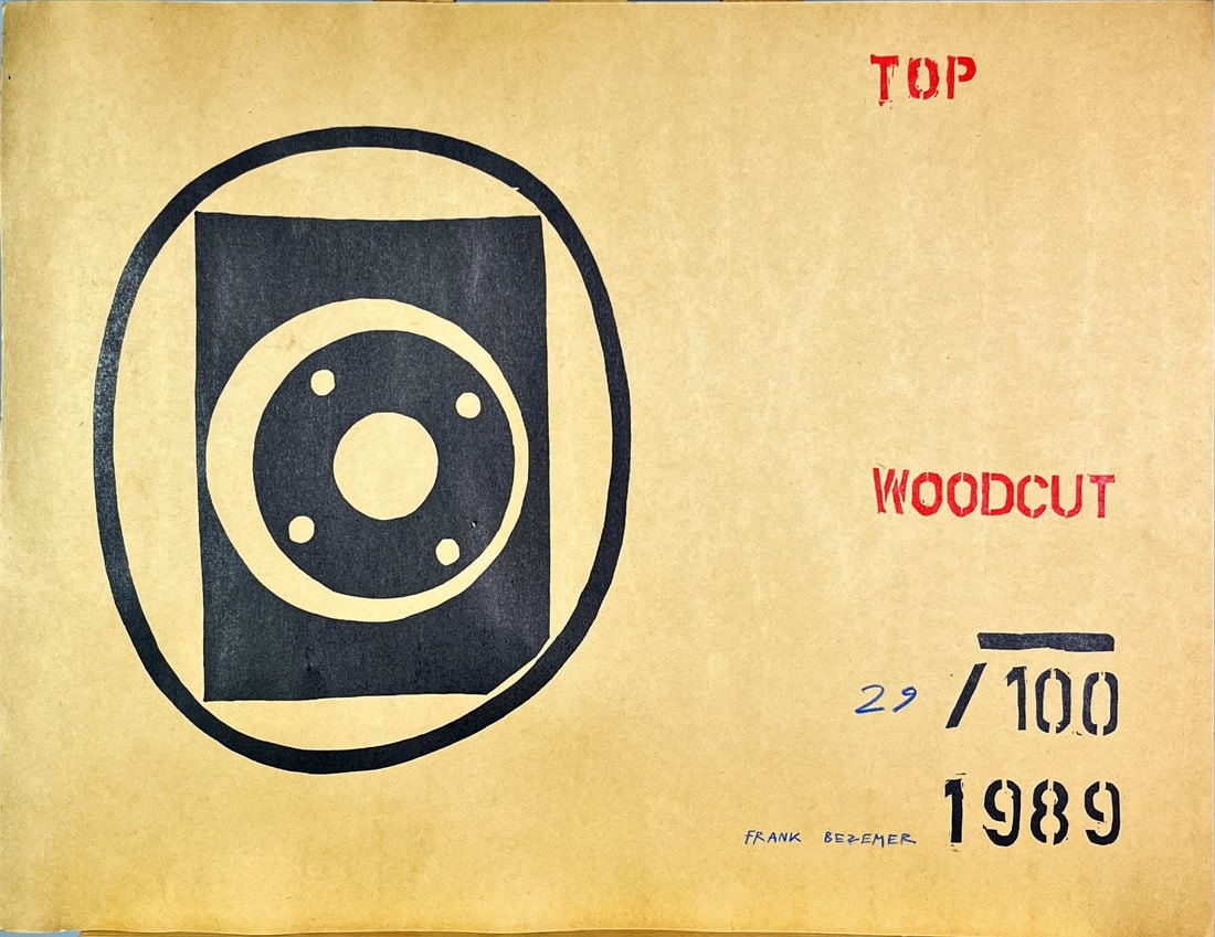 Frank Bezemer - Woodcut - Handsigned: Frank Bezemer - 1980-1985 Art School ArnhemLinocut, handsigned and dated.Sculptures, paintings and lino-printsComes from the collection of the municipality of The Hague, The Netherlands.