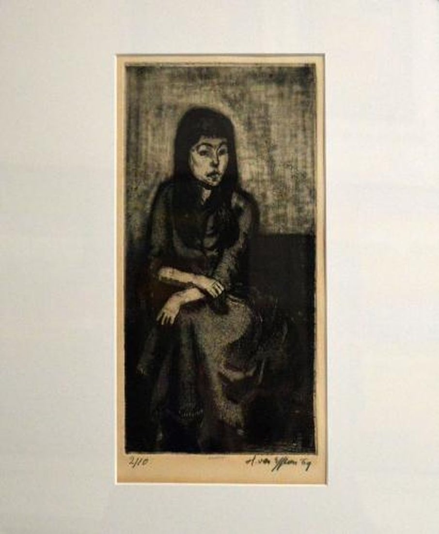 Efferen, Hans - Etching: Hand signed. Completely framed, Passe Partout and glass.