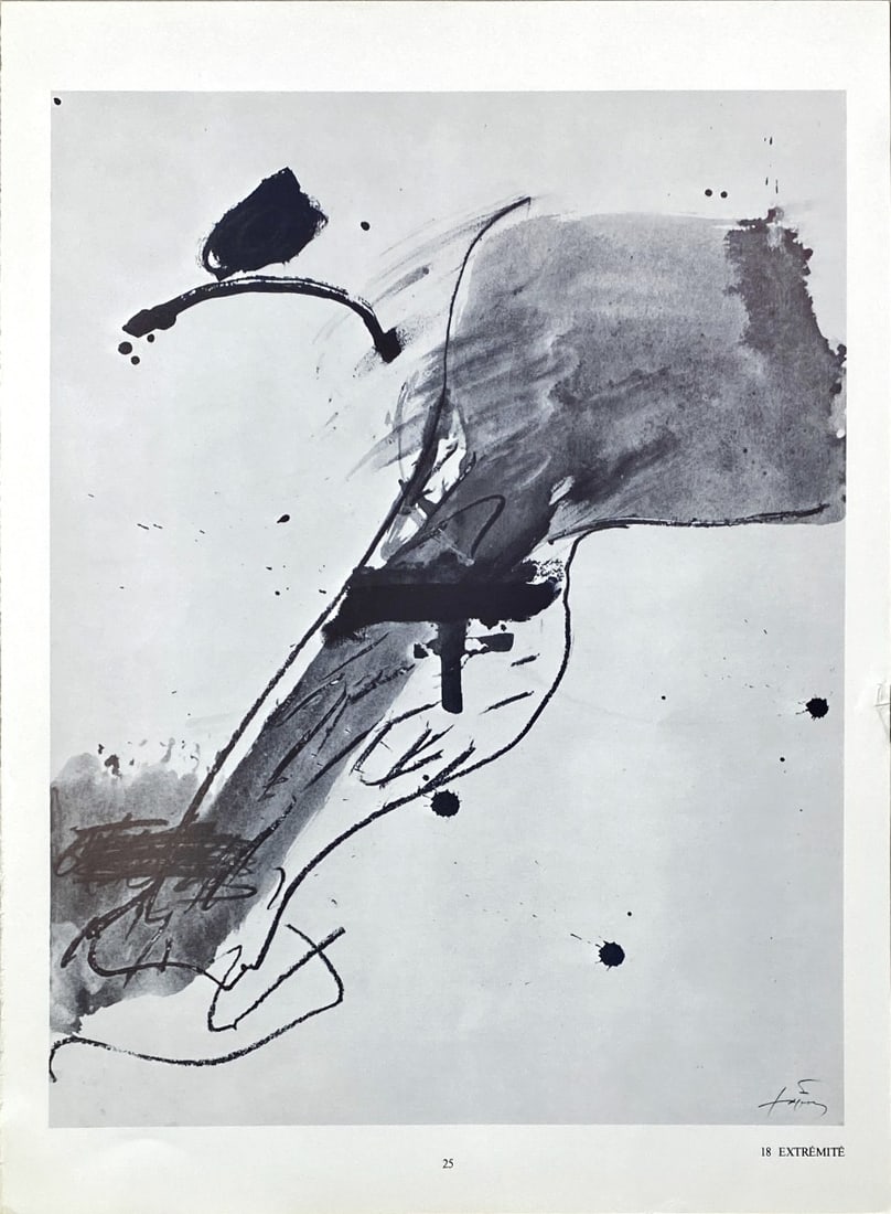 Antoni Tapies - Lithograph - DLM 1982 (Derriere le Miroir) - Signed: Original lithograph, executed for Derriere le Miroir, n° 253, 1982. Published in Paris by Maeght. There is text on verso. CenterfoldAntoni Tapies - Page from Derriere le Miroir CenterfoldVery rarely