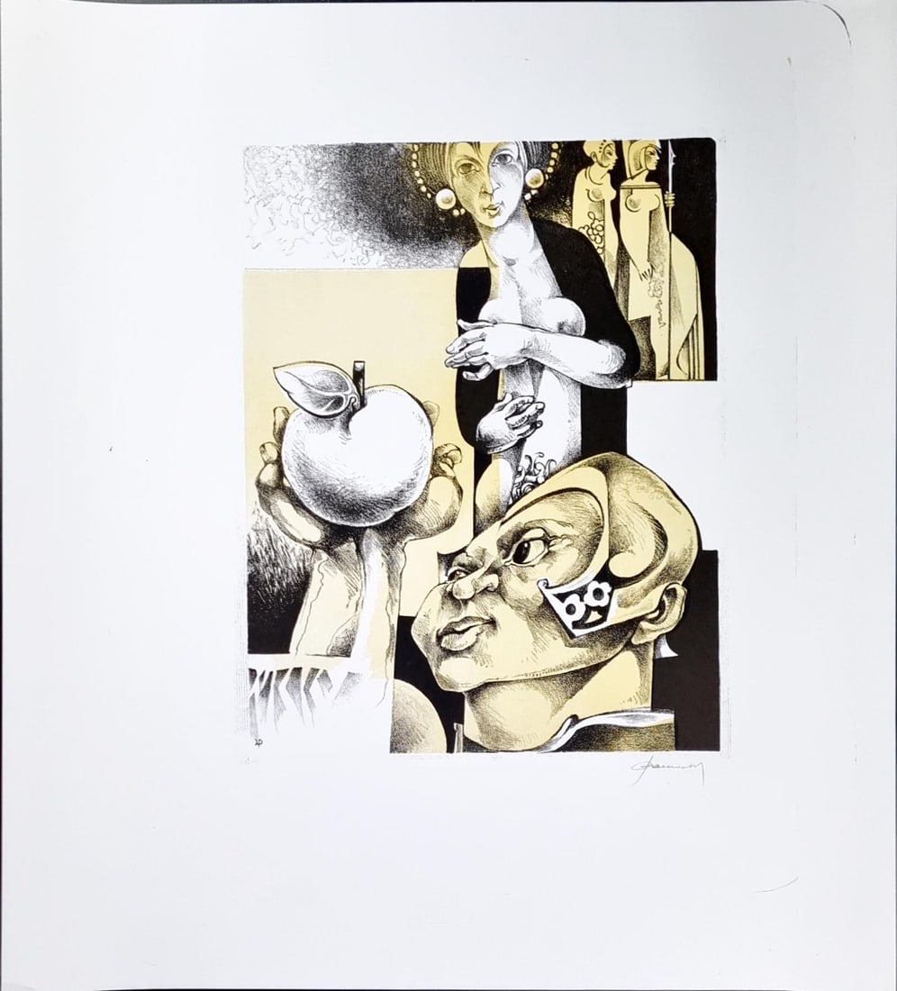 Hedwig Pauwels - Lithograph- Handsigned: Hedwig PAUWELS (St. Niklaas 1934 - Belgium)Graphic artist. Subjects figure representationEducation Sint Lucas Fine Arts (Ghent)Handsigned and numberedComes from the collection of the municipality of T