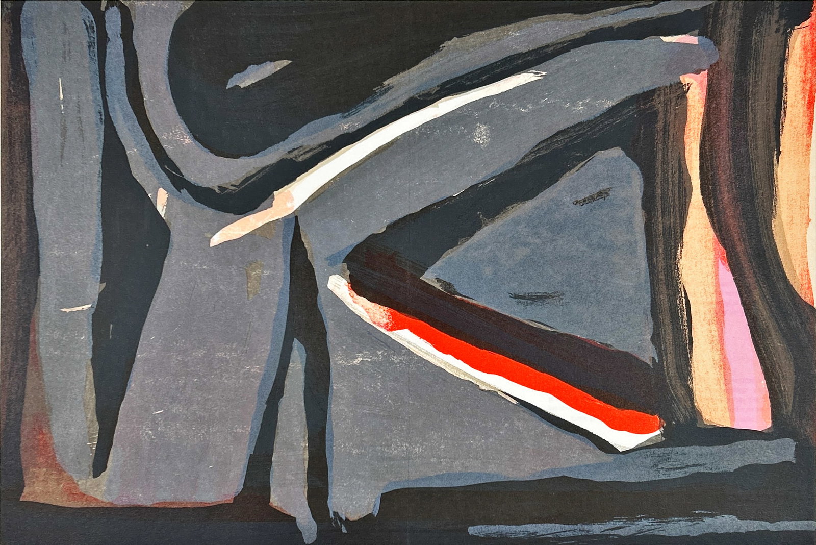 Bram van Velde - Original lithograph DLM: Bram van Velde - Untitled. Original lithograph, Executed for Derriere le Miroir, 1980, and published in Paris by Maeght. There is printed text on verso. Centerfold