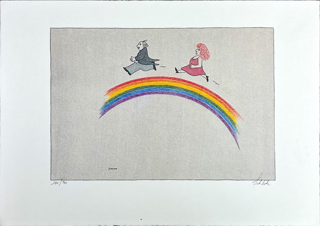 Schlote, Wihelm - Lithograph - Handsigned: Handsigned and numbered with pencil by the Artist. Completely framed and Passe-Partout.Schlote grew up in Essen, where he graduated from the Burggymnasium Essen. His first art teacher was Heinz Mack (