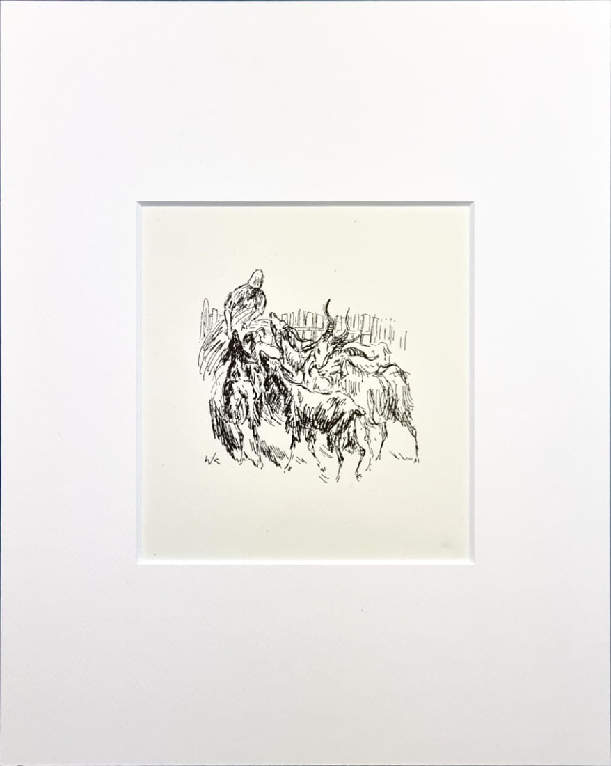 Walter Klemm - Ziegen im Gehege - Ink Drawing - Hand-signed (1 of 1)