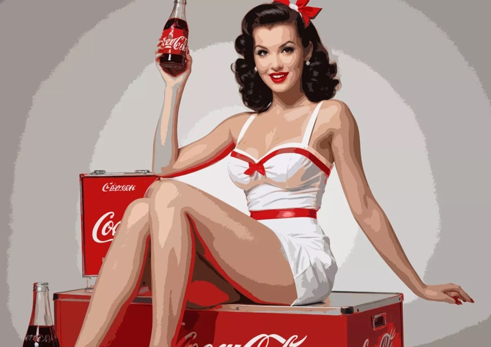 Death NYC - Pin Up Girl drinking Coke - Hand signed (1 of 2)