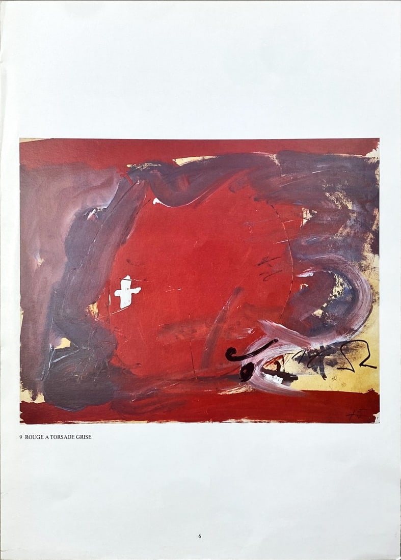 Antoni Tapies - Lithograph - DLM 1982 (Derriere le Miroir) - Signed: Original offset lithograph, executed for Derriere le Miroir, n° 253, 1982. Published in Paris by Maeght. There is text on verso. CenterfoldAntoni Tapies - Page from Derriere le Miroir CenterfoldVery 
