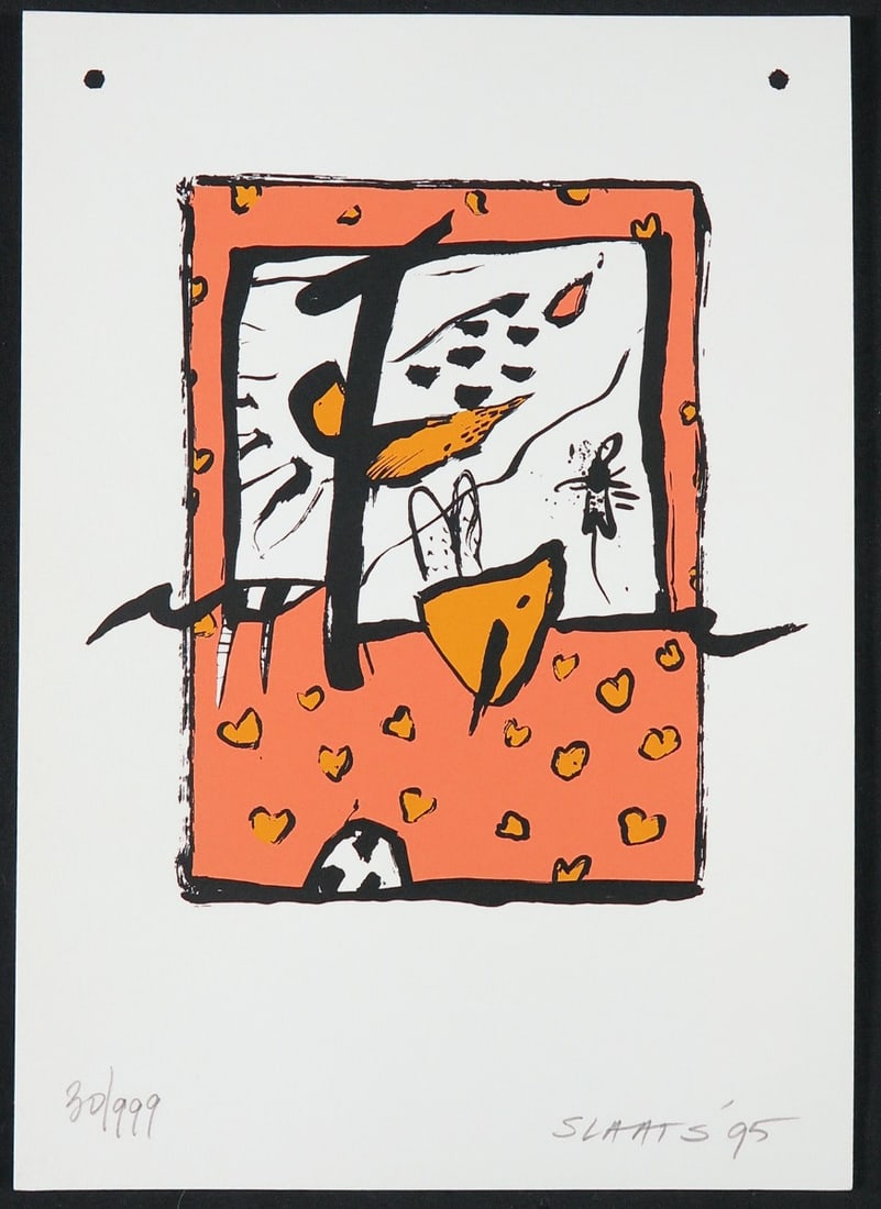 Miriam Slaats - Silkscreen - Handsigned: Miriam Slaats 1958 - is a versatile visual artist of international stature. Her work is authentic, intense, strong and dynamic. The paintings are both light-hearted and profound and penetrate to the e