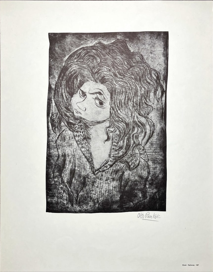 Otto Pankok - Offsetlithograph - Signed: Artist: Pankok, Otto Title: Blume Technique: Offset lithograph on Handmade paper size: 47,5 x 37,5 cm. (18,7 x 14,75 inch) Framed: Not framed More Information Signed in the print. Pankok was born in