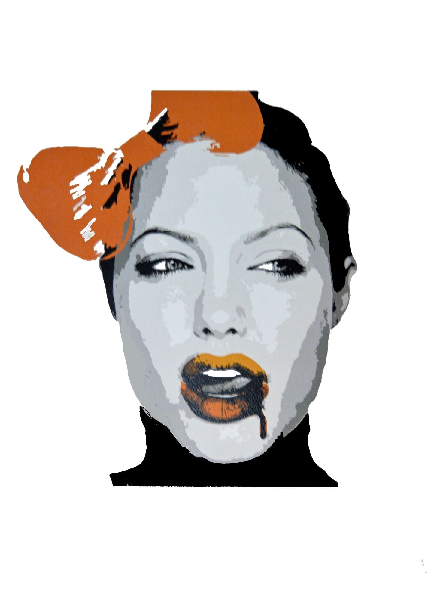 Death NYC - Silkscreen - Hand signed: Artist: Death NYC Title: Jolie Orange Drip Technique: Silkscreen on Fine art 300 gsm paper size: 45 x 32 cm. (17,7 x 12,6 inch) Framed: Not framed More Information Hand sig