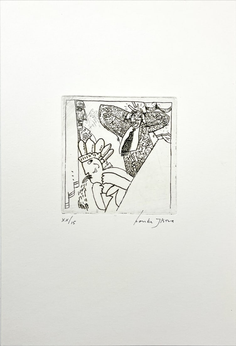 Bouke Ylstra - Etching - hand signed: Artist: Ylstra, Bouke Title: Untitled Technique: Etching on Handmade paper size: 29,5 x 20,5 cm. (11,6 x 8,05 inch) Framed: Not framed More Information Bouke YLSTRA (Den Ha