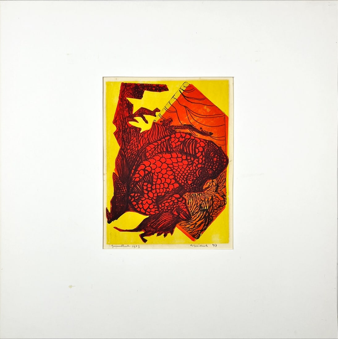 Jan van Riel - Etching - Hand signed: Artist: Riel, Jan van Title: Untitled Technique: Etching on Handmade paper size: 38 x 28 cm. (14,95 x 11 inch) Framed: 49 x 49 cm. (0 x 0 inch.) More Information Rie