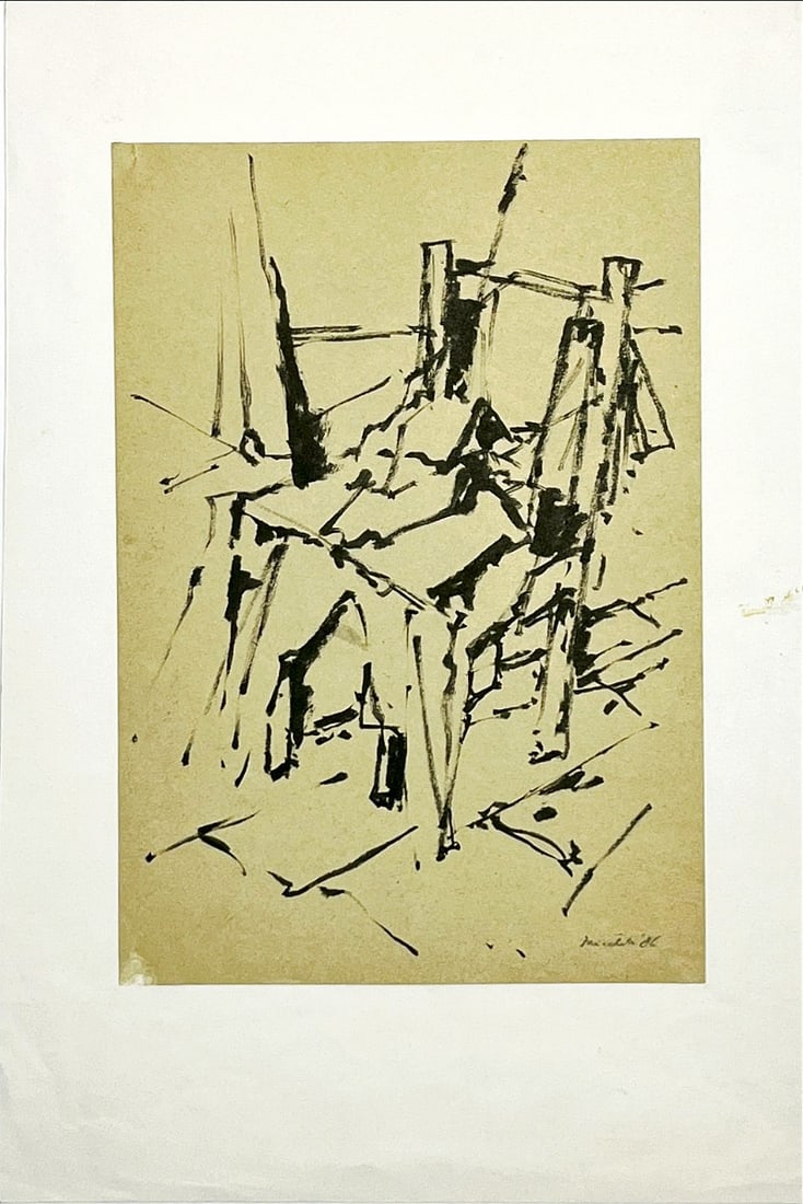 Jan Michels - Ink Drawing - Hand signed: Artist: Miechels, Jan Title: Untitled Technique: Ink Gouache on Handmade paper size: 21 x 15 cm. (8,25 x 5,9 inch) Framed: Not framed More Information Jan MIECHELS (Arnhem