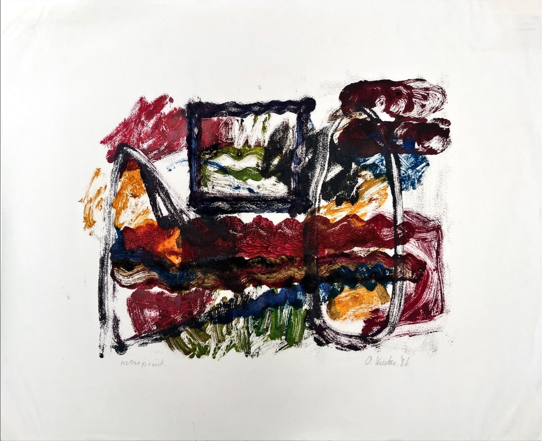 Kreiter, A. - Monoprint: Artist: Kreiter, A. Title: Compositie Technique: Monoprint on Arches paper size: 45 x 55,5 cm. (17,7 x 21,85 inch) Framed: Not framed More Information Hand-Signed and numbe