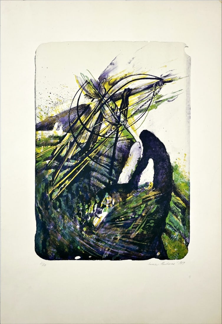 Irena Hudcová - Lithograph - Hand signed: Artist: Hudcová, Irena Title: Kompozice Technique: Lithograph on Handmade paper size: 56 x 38,5 cm. (22,05 x 15,15 inch) Framed: Not framed More Information Irena Hudcová 1966 Hudcová Irena is a