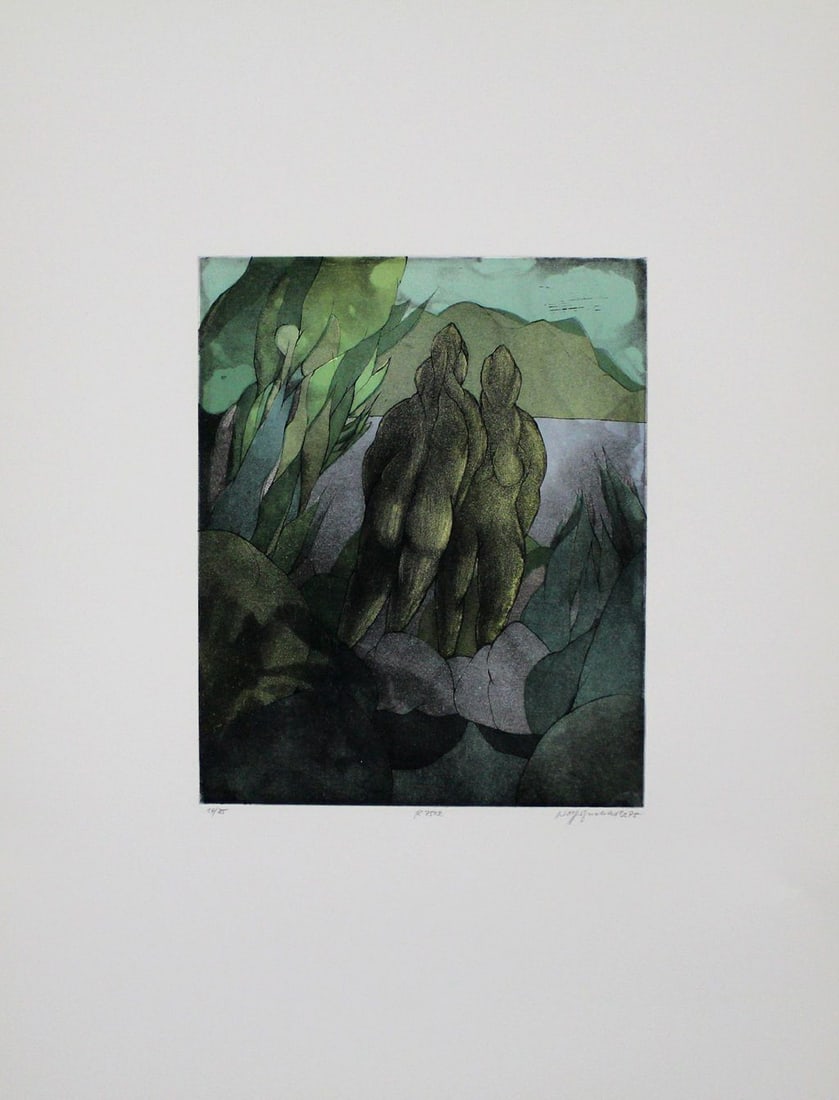 Buchholz, Wolff - Etching - Handsigned: Artist: Buchholz, Wolff Title: R7502 Technique: Etching on BÃ¼tten, Handmade paper size: 66 x 51 cm. (26 x 20,1 inch) Framed: 0 x 0 cm. (0 x 0 inch.) More Information Hand signed, numbered and