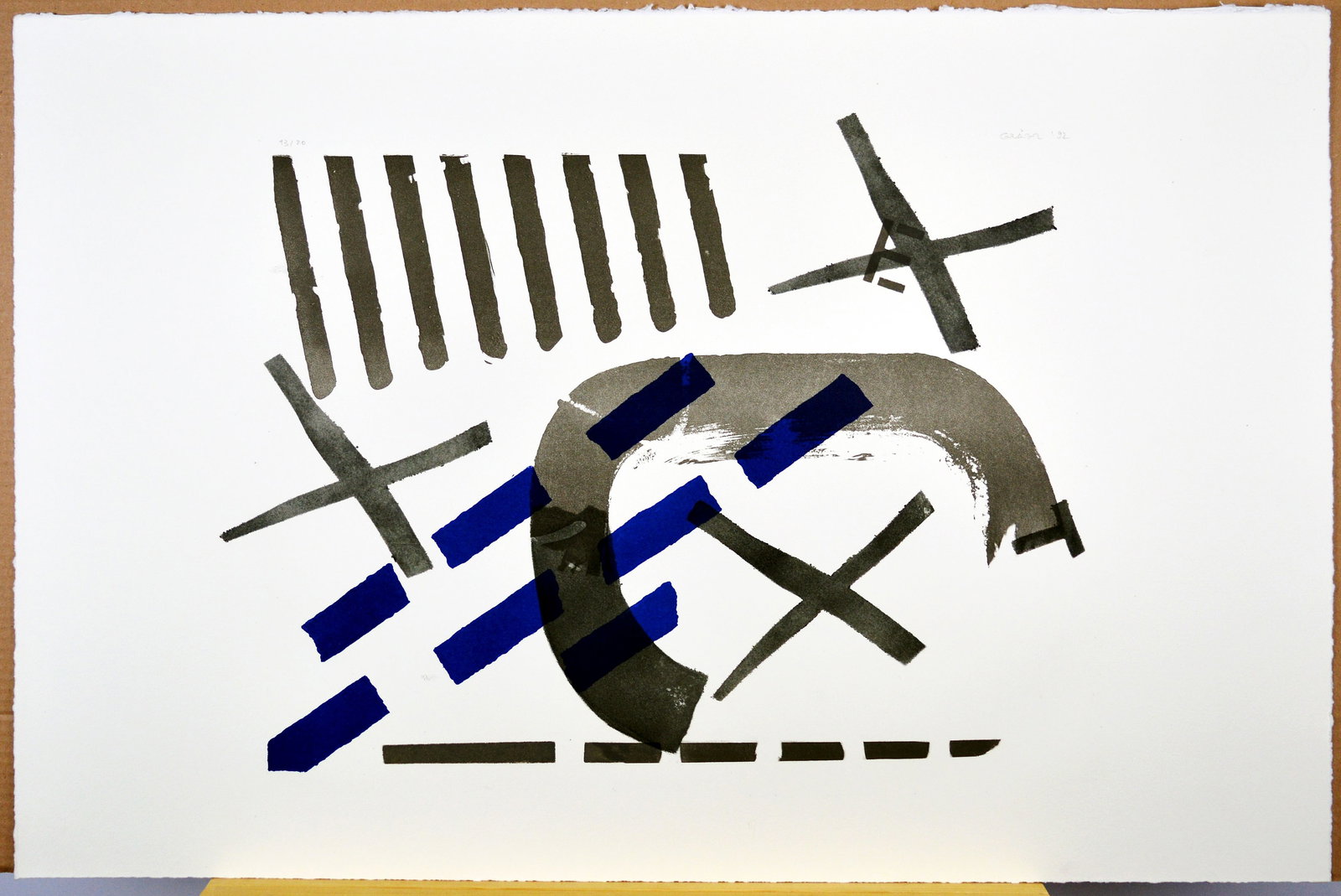 Gräsel, Friedrich - Silkscreen: Artist: GrÃ¤sel, Friedrich Title: Komposition Technique: Silkscreen on BÃ¼tten, Handmade paper size: 53,5 x 79 cm. (21,05 x 31,1 inch) Framed: Not framed More Information H