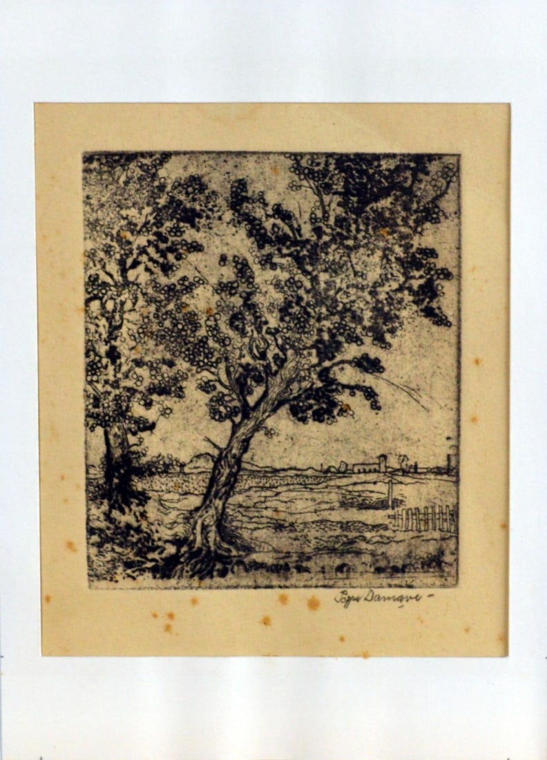 Poppe Damave - Etching - Handsigned: Artist: Damave, Poppe Title: Untitled Technique: Etching on Handmade paper size: 14,5 x 13 cm. (5,7 x 5,1 inch) Framed: Not framed More Information Poppe Damave 1921-1988 D