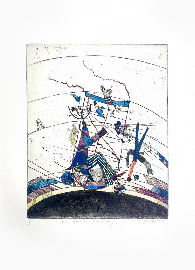 Bernd Kastenholz - Etching - Hand signed: Artist: Kastenholz, Bernd Title: Unreadable title Technique: Etching on Handmade paper size: 76,5 x 54 cm. (30,1 x 21,25 inch) Framed: Not framed More Information sku: UA2125