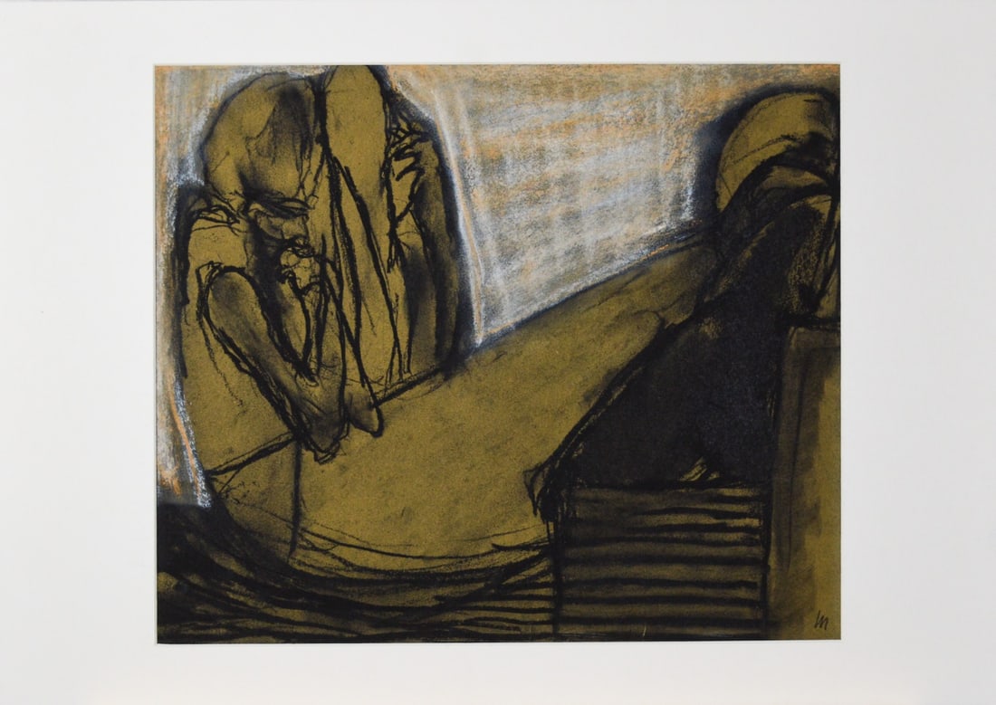 Jan Willem Maronier - Mixed Techniques - Handsigned: Artist: Maronier, Jan Willem Title: Ode aan Munch Technique: Mixed techniques on Handmade paper size: 42 x 58 cm. (16,55 x 22,85 inch) Framed: 43 x 60 cm. (0 x 0 inch.) More I