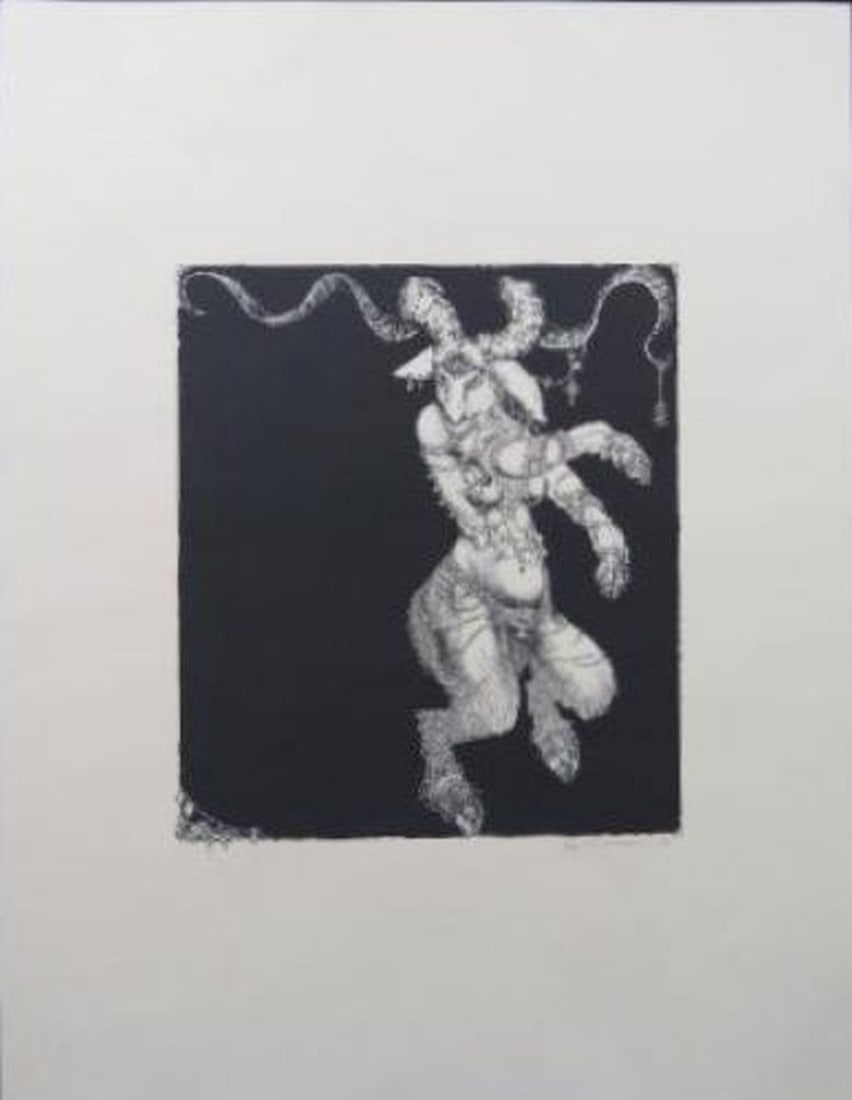 Verboven, Wim - Silkscreen - Handsigned: Artist: Verboven, Wim Title: De geit van Logne Technique: Silkscreen on Arches paper size: 80 x 60 cm. (31,5 x 23,6 inch) Framed: 0 x 0 cm. (0 x 0 inch.) More Information Handsigned, dated and