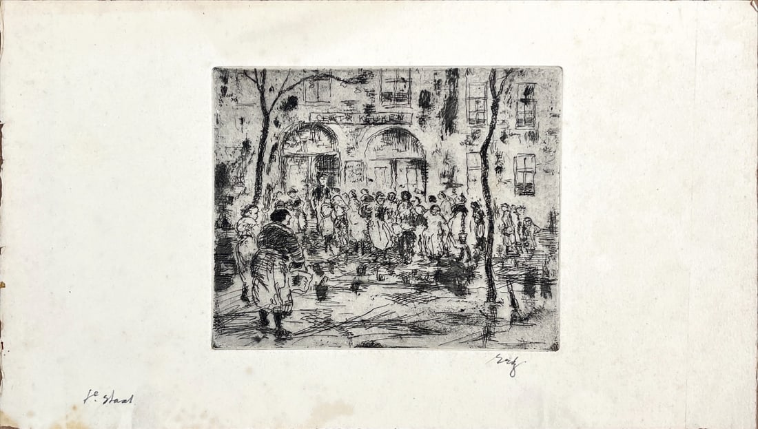 Anton Erkelens - Etching - Hand signed: Artist: Erkelens, Anton Title: Untitled Technique: Etching on Handmade paper size: 19,5 x 34 cm. (7,7 x 13,4 inch) Framed: Not framed More Information Anton ERKELENS (Alphen aan den Rijn 1885 -