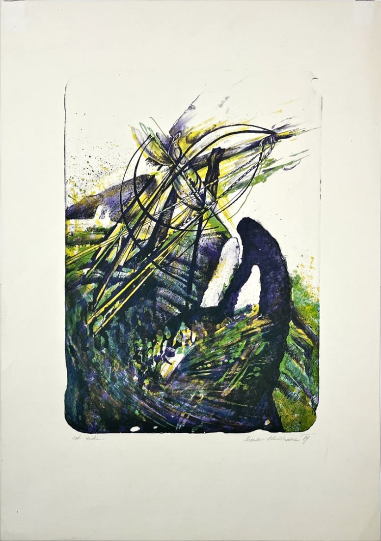 Irena Hudcová - Lithograph - Hand signed: Artist: Hudcová, Irena Title: Kompozice Technique: Lithograph on Handmade paper size: 56,5 x 40 cm. (22,25 x 15,75 inch) Framed: Not framed More Information sku: UA1143