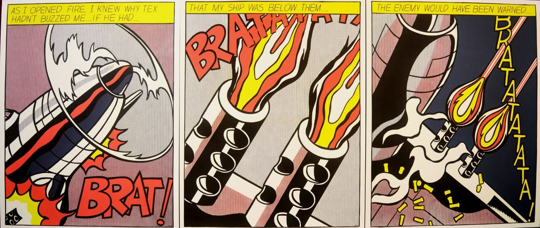 Lichtenstein, Roy - Stedelijk Museum, Amsterdam.: Artist: Lichtenstein, Roy Title: As I Opened Fire. Technique: Offset lithograph on BFK Rives paper size: 64 x 53,5 cm. (25,2 x 21,05 inch) Framed: Not framed More Information sku: DN0RL016025