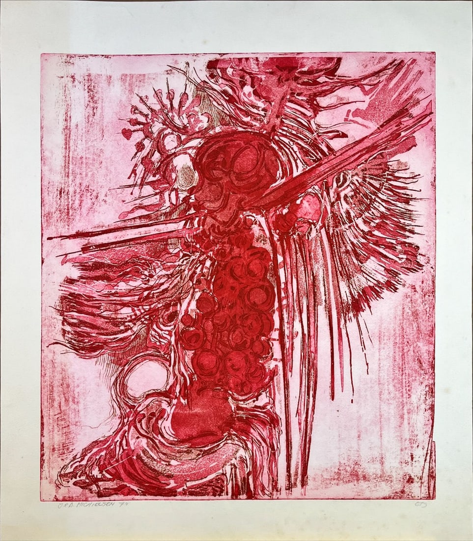 Jan (J.C.A.) Michielsen - Etching - Hand signed: Artist: Michielsen, Jan (J.C.A.) Title: Untitled Technique: Etching on Handmade paper size: 67 x 59 cm. (26,4 x 23,25 inch) Framed: Not framed More Information Michielsen,