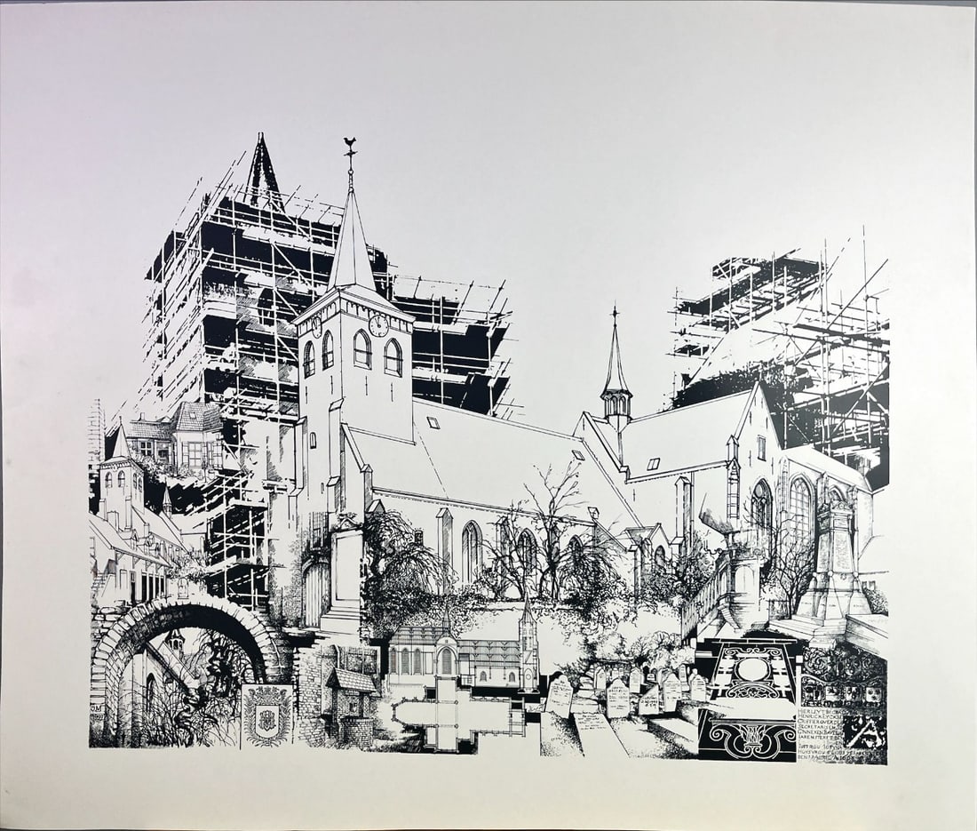 Jan (J.C.A.) Michielsen - Silkscreen: Artist: Michielsen, Jan (J.C.A.) Title: Hervormde kerk Ginneken Technique: Silkscreen on Handmade paper size: 56 x 67,5 cm. (22,05 x 26,55 inch) Framed: Not framed More Information</