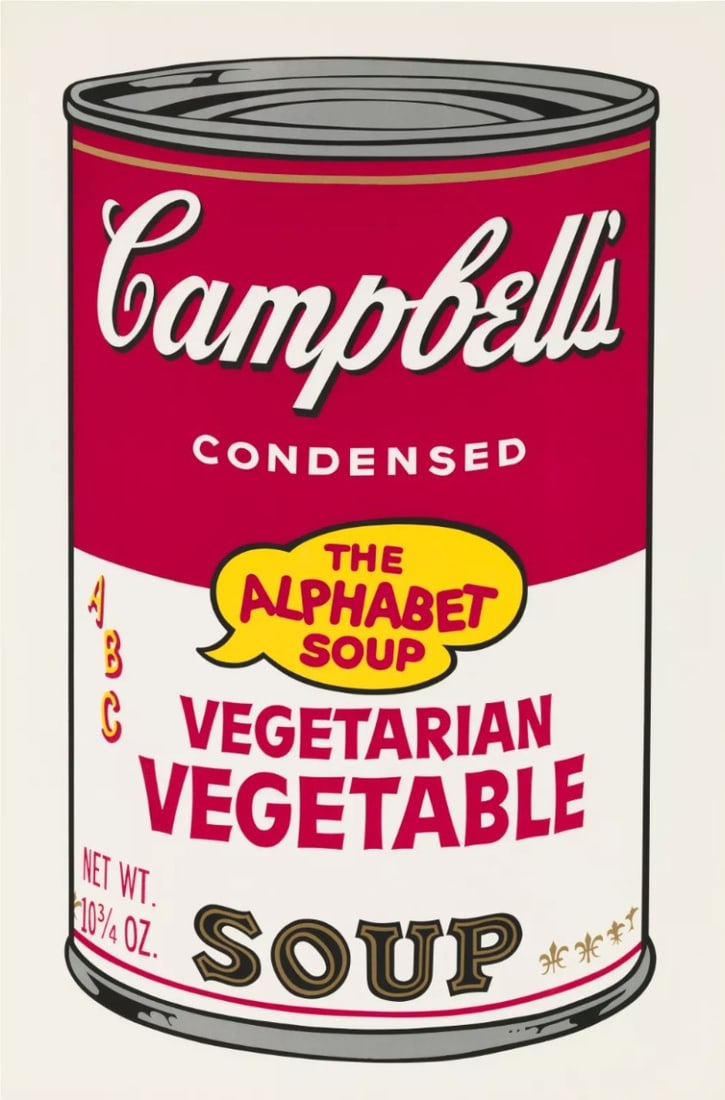 Andy Warhol - Campbells Soup ii - Silkscreen: Artist: Warhol, Andy Title: Vegetarian Vegetable Technique: Silkscreen on Museum board (heavy weight paper) size: 89 x 58,5 cm. (35,05 x 23,05 inch) Framed: Not framed More Informatio