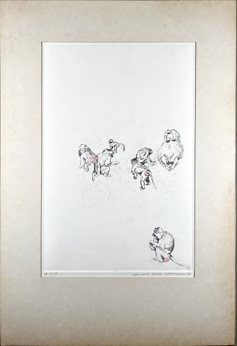 Elsbeth Zimmermann - Etching - Hand signed: Artist: Zimmermann, Elsbeth Title: Untitled Technique: Etching on Handmade paper size: 43,5 x 32,5 cm. (17,15 x 12,8 inch) Framed: 50 x 35 cm. (0 x 0 inch.) More Information</