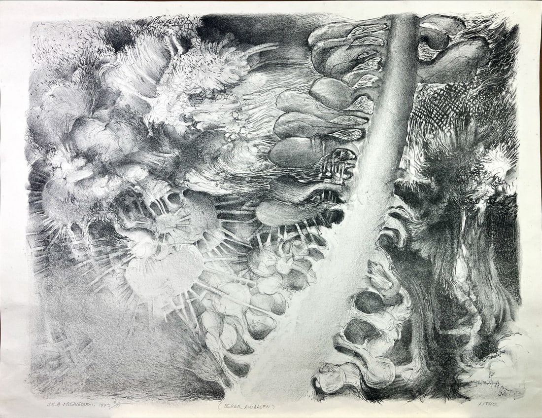 Jan (J.C.A.) Michielsen - lithograph - Hand signed: Artist: Michielsen, Jan (J.C.A.) Title: Bekerkwallen Technique: Lithograph on Handmade paper size: 59 x 76 cm. (23,25 x 29,9 inch) Framed: Not framed More Information Mich