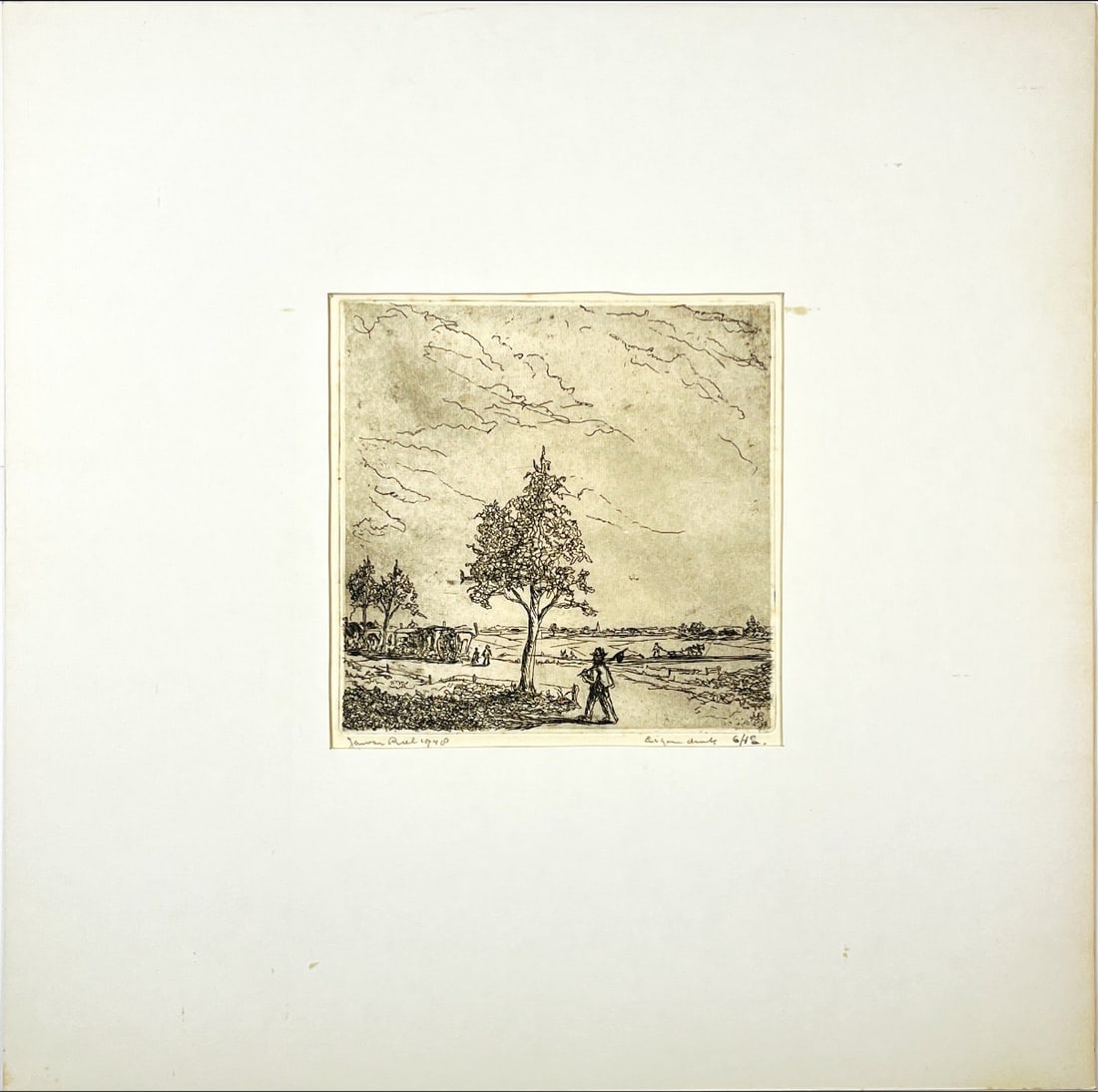 Jan van Riel - Etching - Hand signed: Artist: Riel, Jan van Title: Untitled Technique: Etching on Handmade paper size: 30 x 25,5 cm. (11,8 x 10,05 inch) Framed: 49 x 49 cm. (0 x 0 inch.) More Information