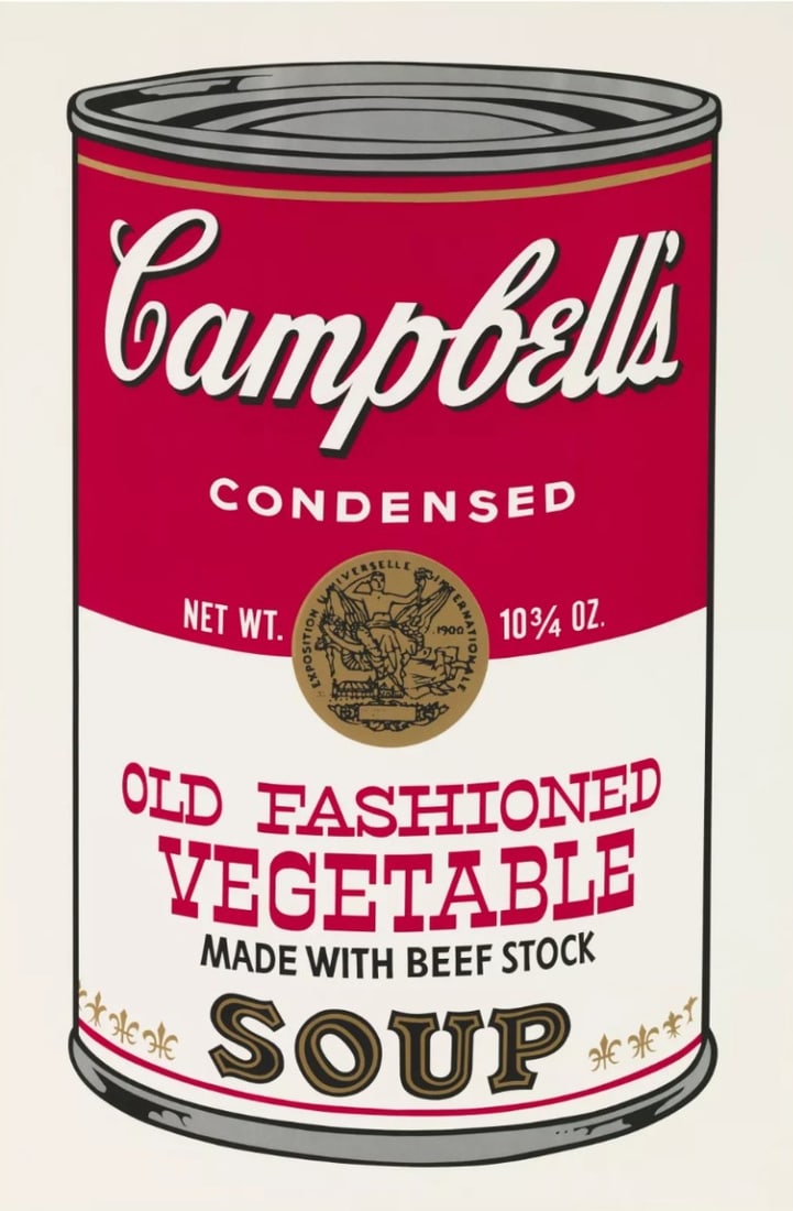 Andy Warhol - Campbells Soup ii - Silkscreen: Artist: Warhol, Andy Title: Old fashioned vegetable made with beef stock Technique: Silkscreen on Museum board (heavy weight paper) size: 89 x 58,5 cm. (35,05 x 23,05 inch) Framed: Not framed <