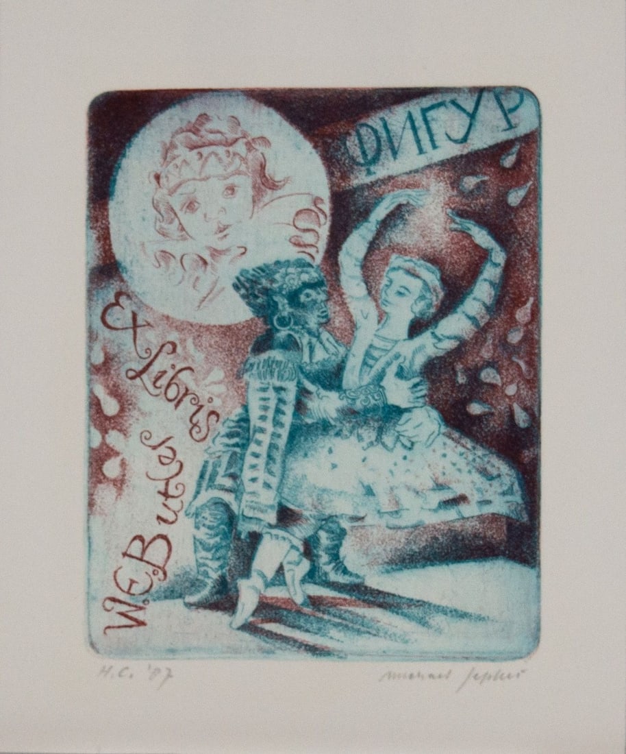 Jepkes, Michael - Mezzo Etching - Handsigned: Artist: Jepkes, Michael Title: Ex Libris WE Butler Technique: Mezzo Etching on Arches paper size: 16 x 13,5 cm. (6,3 x 5,3 inch) Framed: Not framed More Information Hand-Si