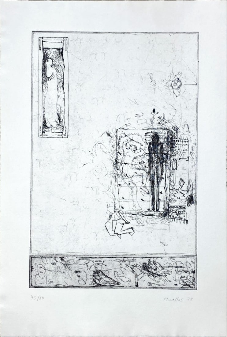 Susanne Muel - Etching - Hand-signed: Artist: Muel, Susanne Title: Untitled Technique: Etching on Handmade paper size: 52,5 x 37,5 cm. (20,65 x 14,75 inch) Framed: Not framed More Information sku: UA2106