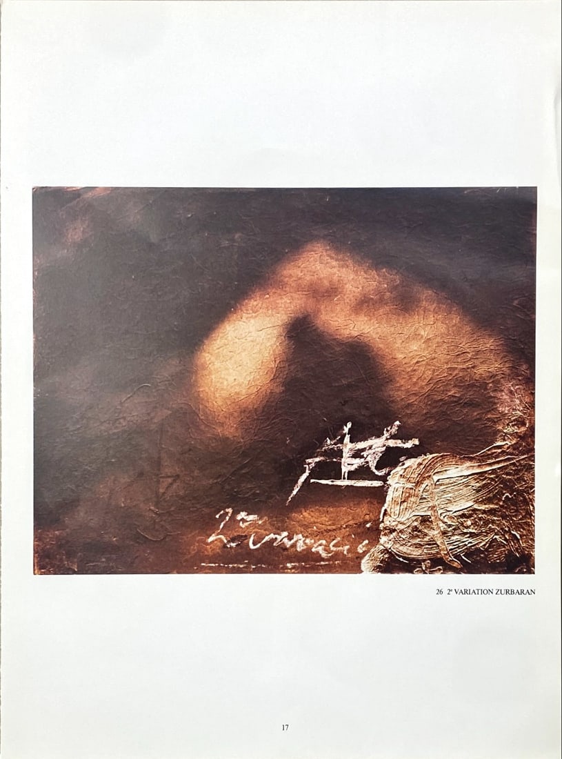 Antoni Tapies - Lithograph - DLM 1982 (Derriere le Miroir) - Signed in the print: Artist: Tapies, Antoni Title: 2e Variation Zurbaran Technique: Offset lithograph on Arches paper size: 38 x 28 cm. (14,95 x 11 inch) Framed: Not framed More Information Original offset lithograph,