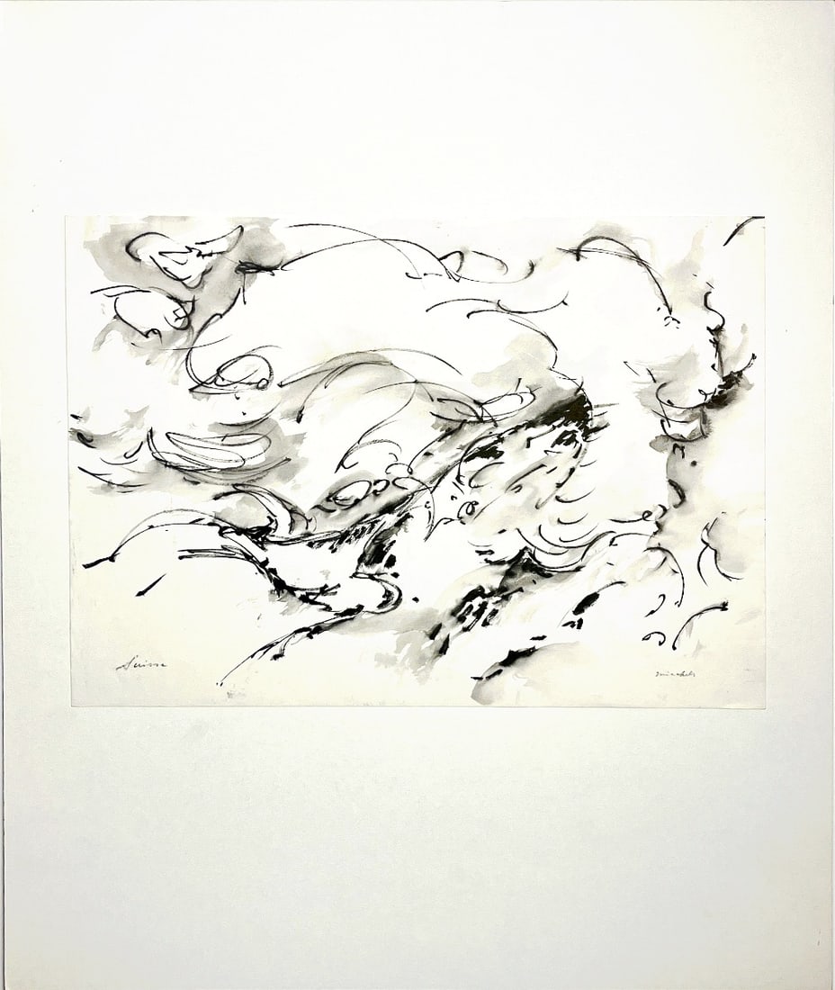 Jan Michels - Ink Gouache - Hand signed: Artist: Miechels, Jan Title: Unreadable Technique: Ink Gouache on Handmade paper size: 30 x 42 cm. (11,8 x 16,55 inch) Framed: Not framed More Information Jan MIECHELS (Arn