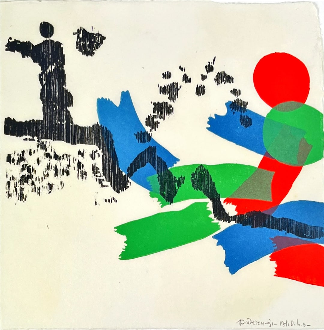 Jef Diederen - Silkscreen - Hand signed: Artist: Diederen, Jef Title: Untitled Technique: Silkscreen on Handmade paper size: 28 x 28 cm. (11 x 11 inch) Framed: Not framed More Information ef DIEDEREN (Heerlen 1920 - Amsterdam 2009)Painter,