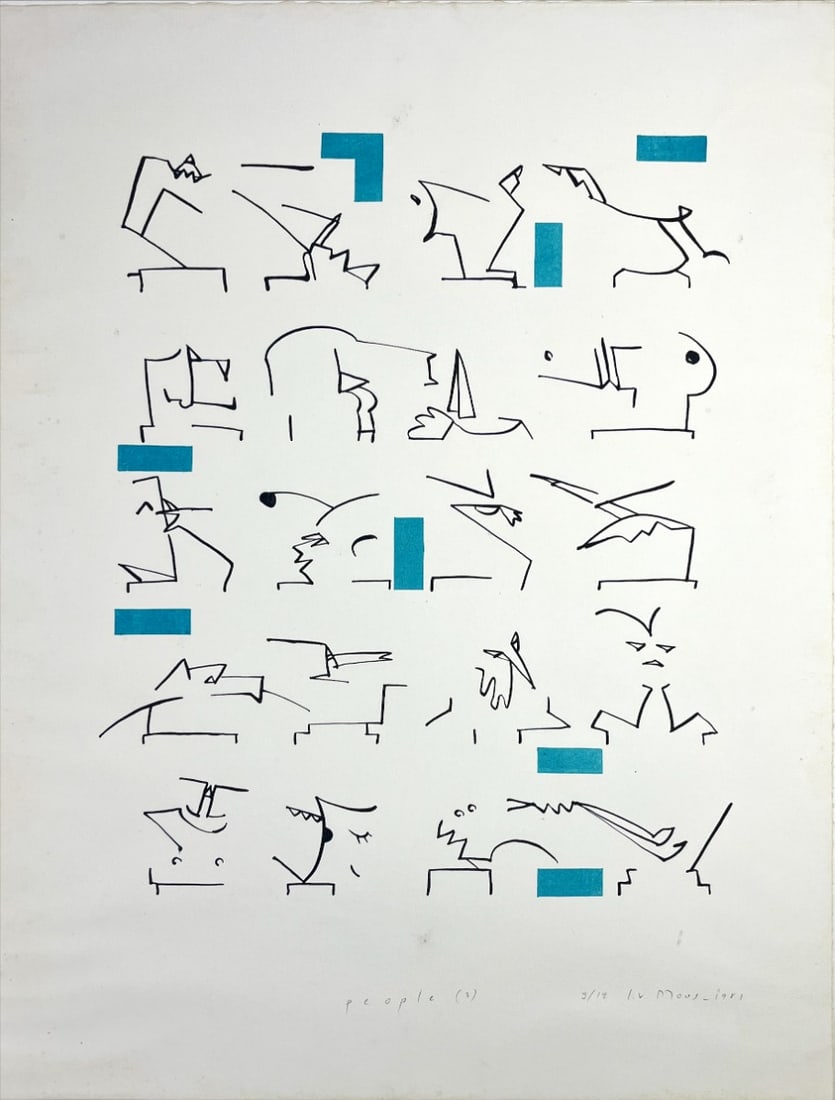 Irène von Moos - Lithograph - Hand signed: Artist: Moos, Irène von Title: People (3) Technique: Lithograph on BFK Rives paper size: 65 x 50 cm. (25,6 x 19,7 inch) Framed: Not framed More Information Irène von Moos is an artist who was born